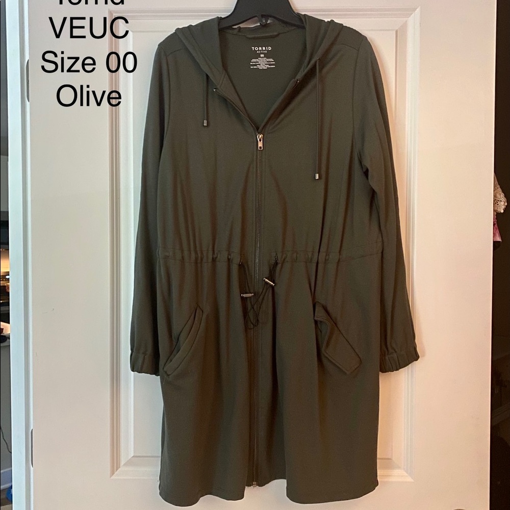 EUC Torrid Active Olive Hooded Ponte Anorak Jacket 00